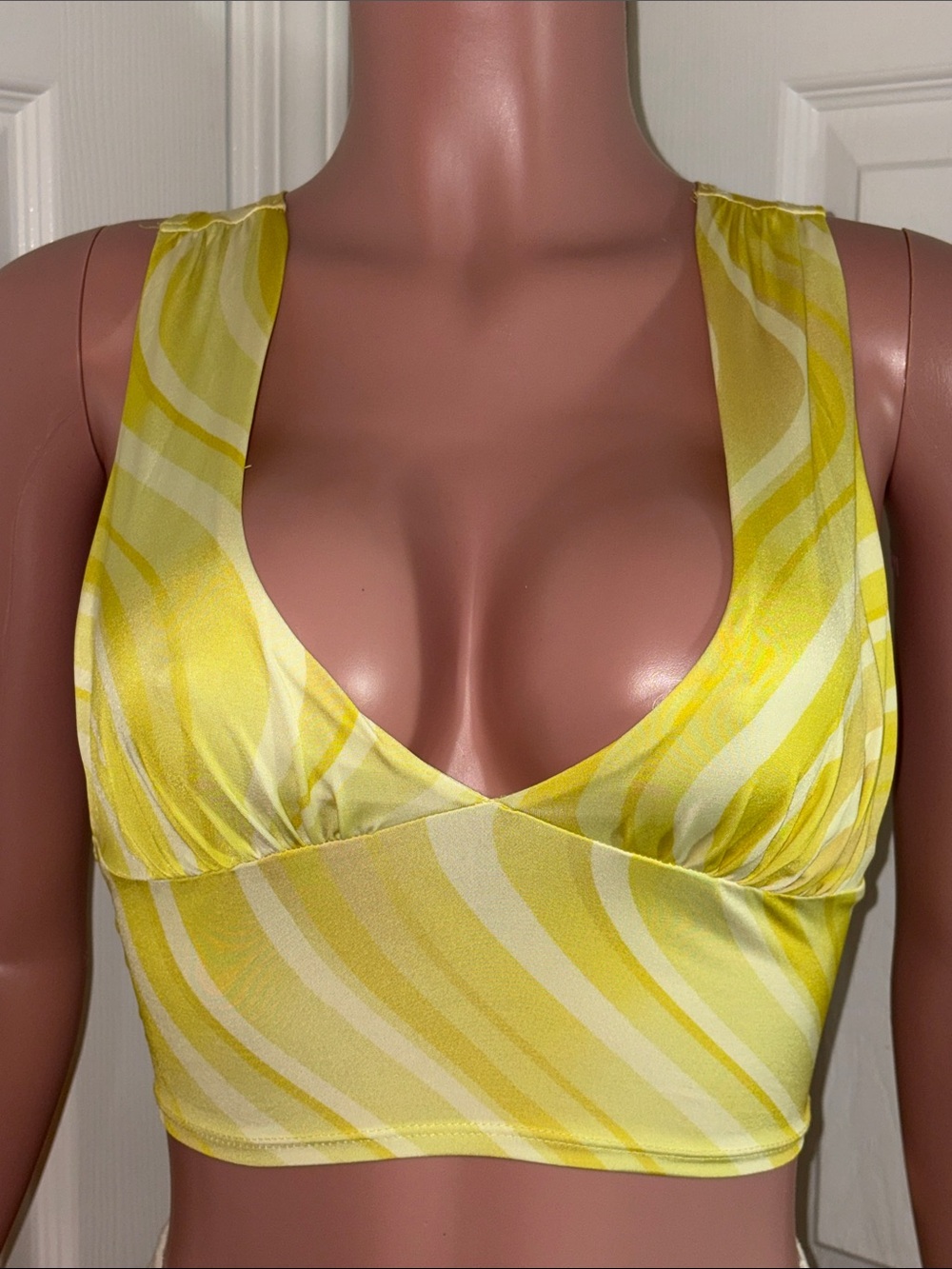 Urban Outfitters Yellow Patterned Crop Tank